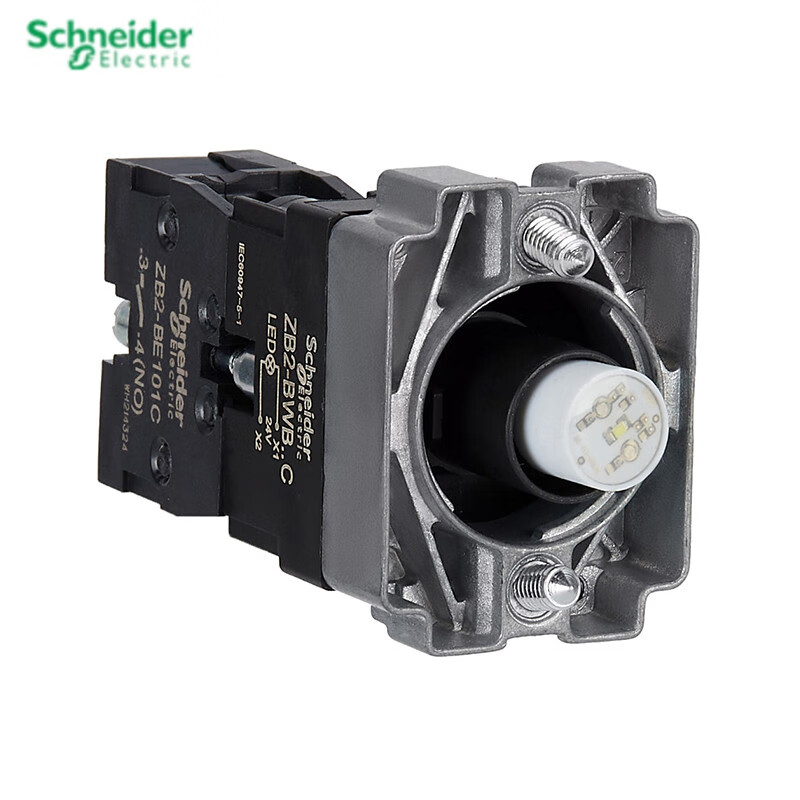 施耐德XB2系列带灯基座 ZB2BWB31C/41C/42C/51C/61C AC/DC24V ZB2BWB31C AC/DC24V 绿色 一常开