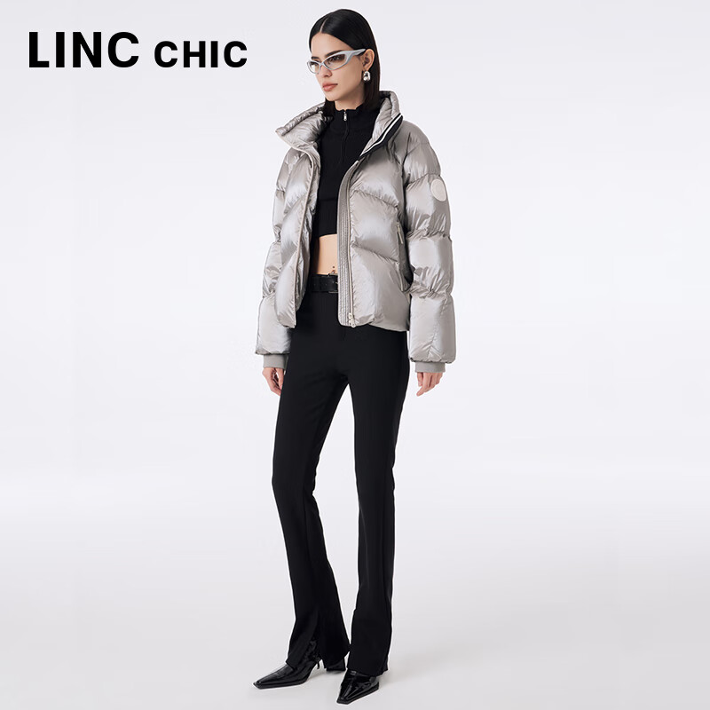 金羽杰明星同款冬季新款泡芙羽绒服女装短款轻暖大红色面包服Y23601238 耐久银灰 XS 适合120斤以下