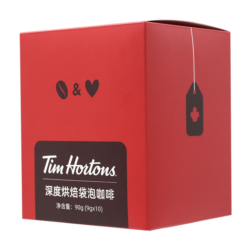 Tim Hortons Tims 袋泡咖啡黑咖啡 热泡奶萃冷萃咖啡粉 深度烘焙 9g*10袋