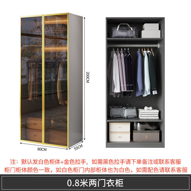 唐棣轻奢玻璃门衣柜家用卧室简约现代实木柜子组合三四五六八门大衣橱