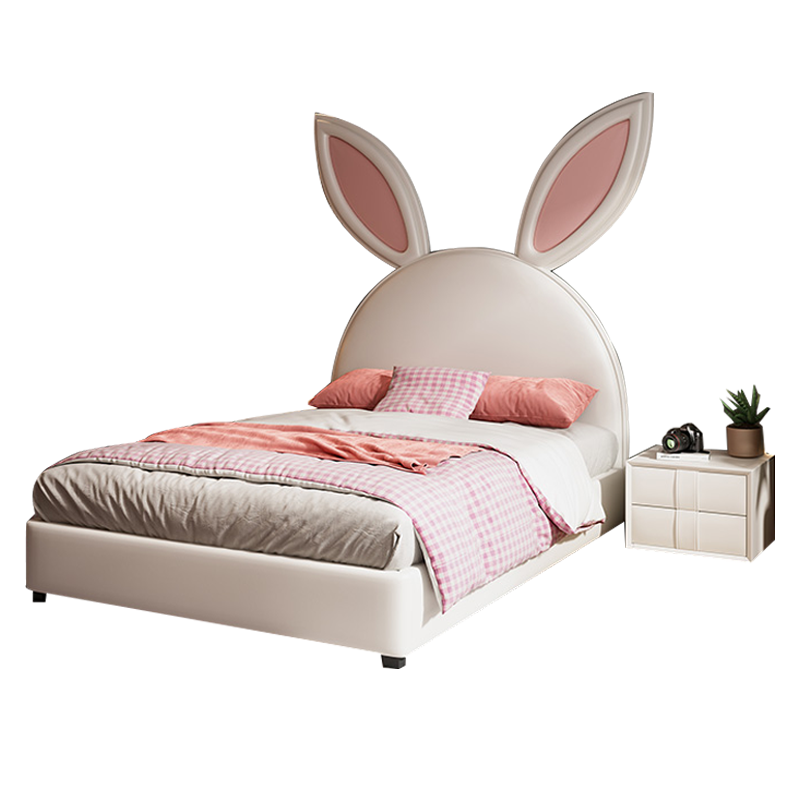 星图 床 儿潼床青少北欧兔子卡通单人床女生ins风公主床少女卧室 单床+床头柜*2+五星冰丝床垫 1.35m*2.0m豪华加厚加固  框架结构