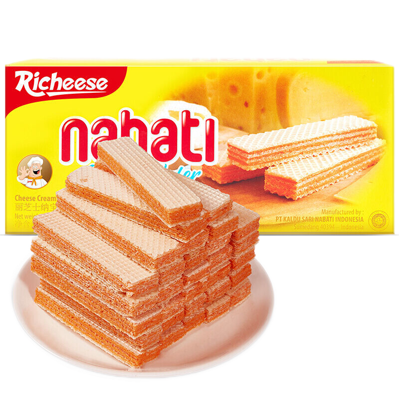 印尼进口丽芝士riche纳宝帝nabati奶酪巧克力味威化饼干145g200g盒网