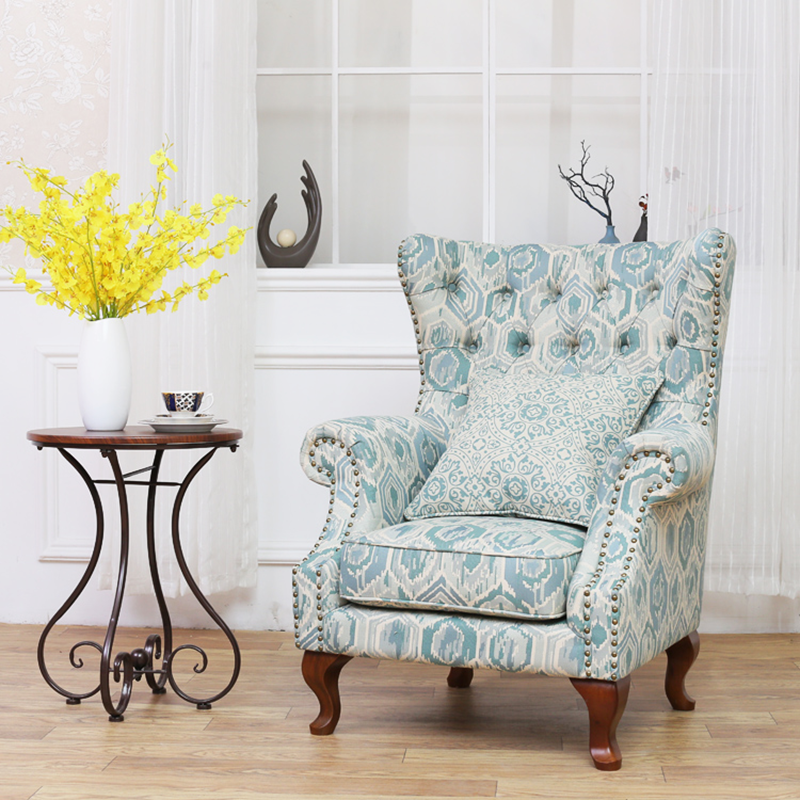 【瑞曼莎】美式老虎椅单人沙发椅欧式高背椅休闲椅卧室单人椅客厅老虎