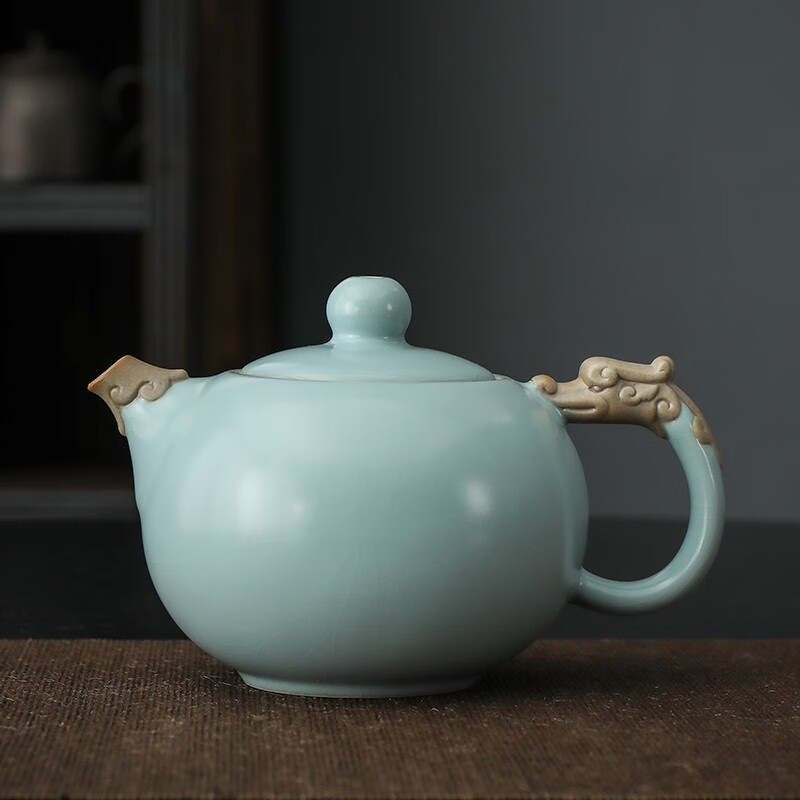 宇軒 汝窯茶壺開片可養(yǎng)汝瓷手抓壺帶過濾陶瓷功夫茶具家用西施壺 HY汝窯龍頭壺 260ml