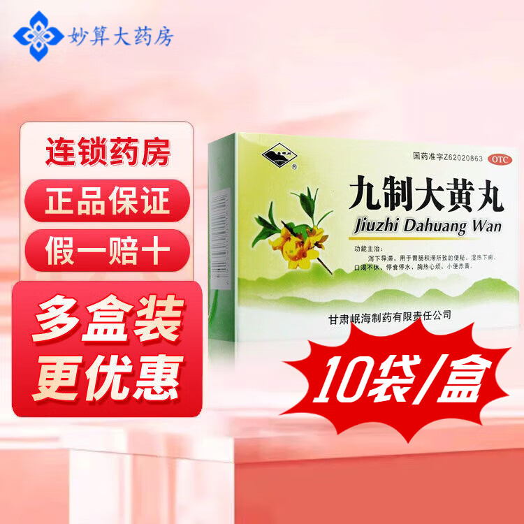 岷州 九制大黄丸 6g*10袋/盒 1盒装【新鲜日期】