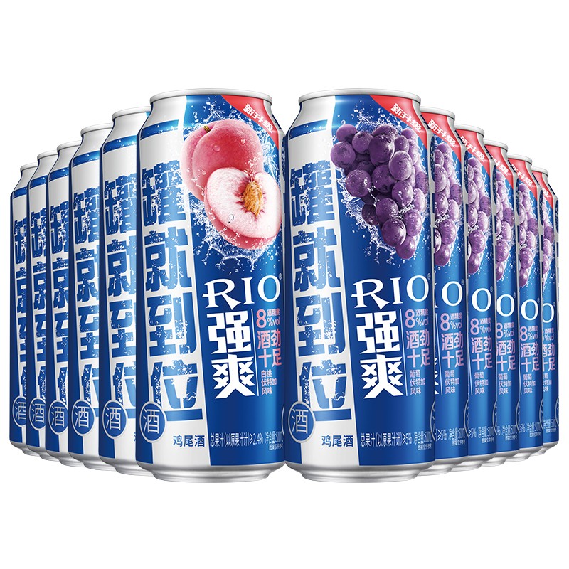 锐澳（RIO）洋酒 预调 鸡尾酒 果酒 强爽系列 500ml*12罐（2种口味）白桃+葡萄
