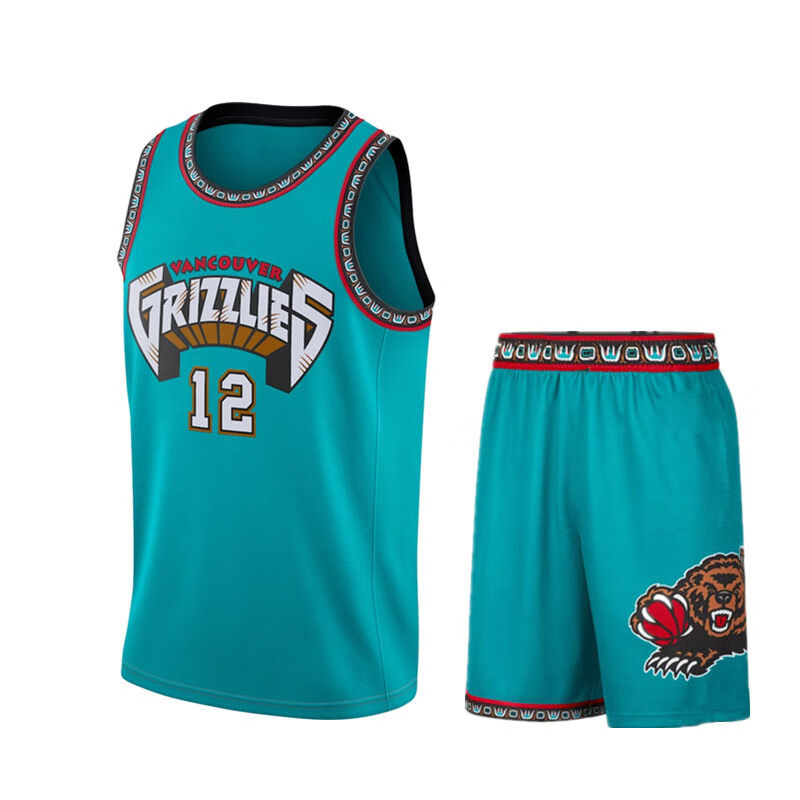 筱琰莫兰特12号球衣复古灰熊队篮球服套装定制印字男女 莫兰特12号