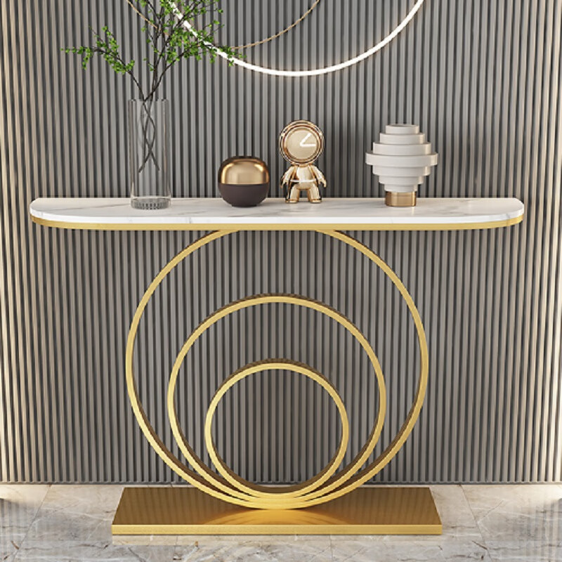 航帅玄关台边桌靠墙超窄创意轻奢条案入户进门端景台半圆玄关桌子简约