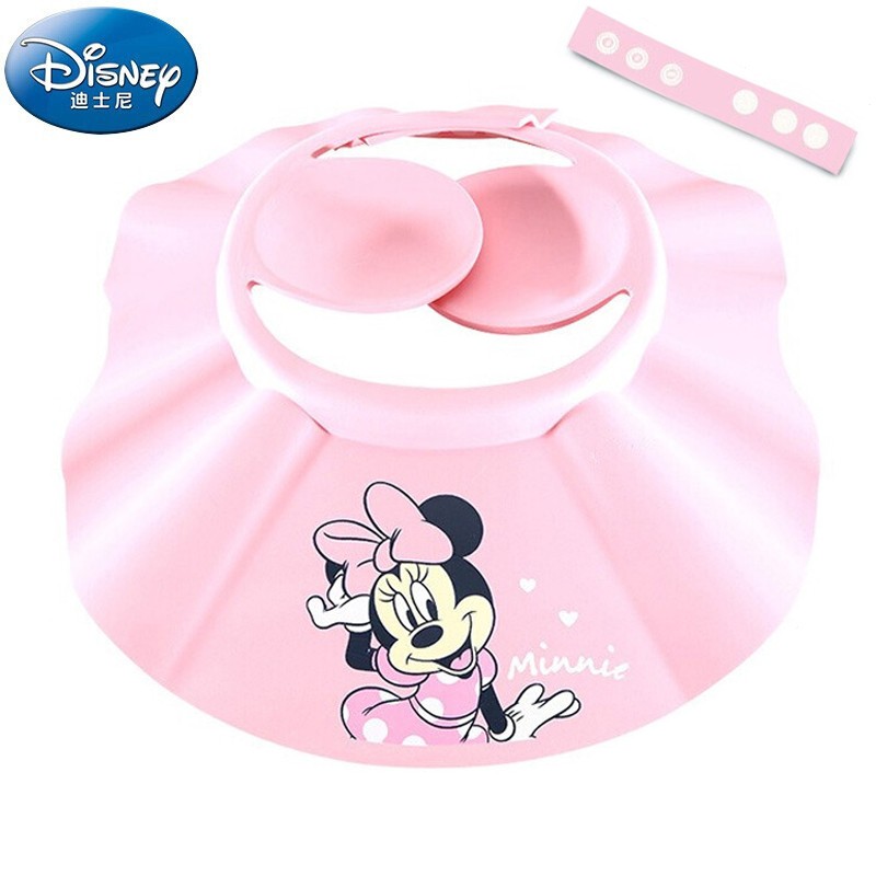 迪士尼宝宝（Disney Baby）婴幼儿洗头帽浴帽防水护耳儿童洗发帽宝宝洗澡洗头神器EVA可调节 粉色米妮