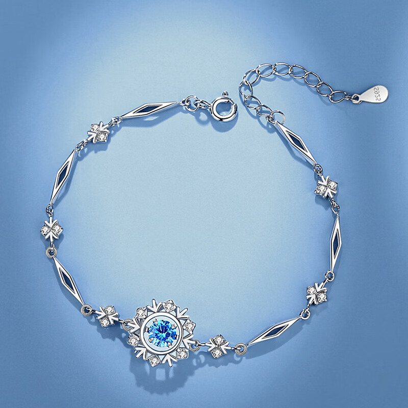 珀芙诺s925银灵动雪花手链女简约轻奢百搭气质时尚手镯森系饰品 雪花