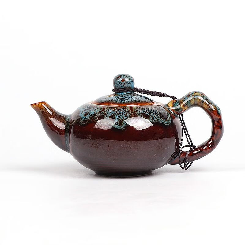 润朋窑变茶壶油滴功夫茶道创意陶瓷复古日式家用单品泡茶器 窑变兰色