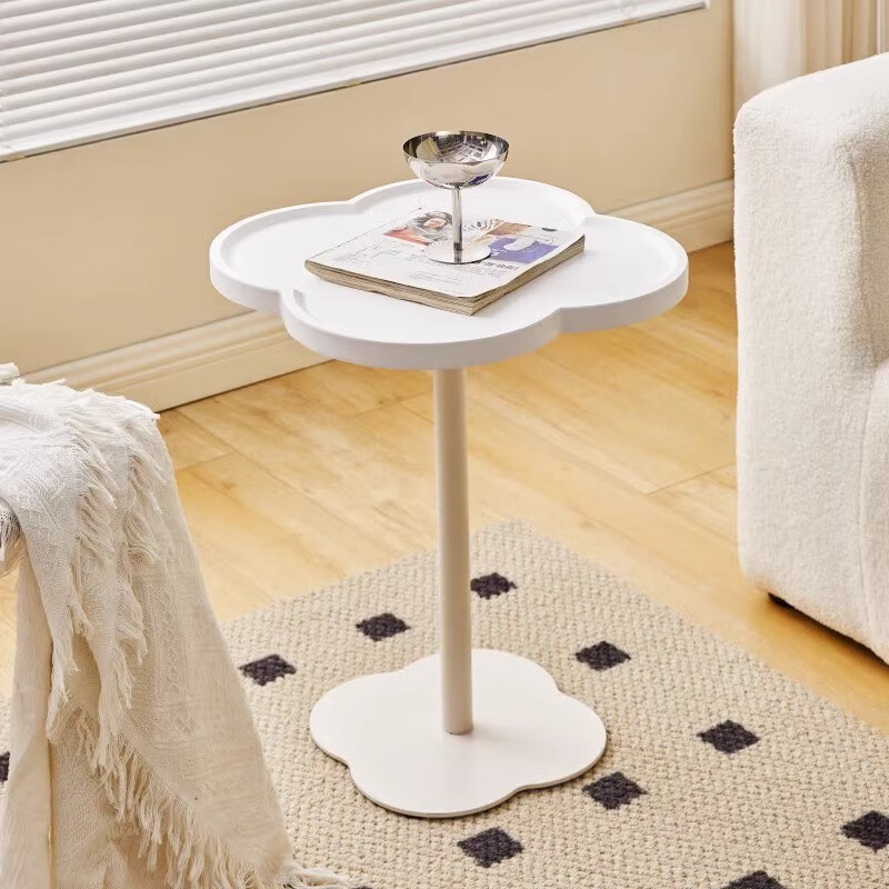 无敌猴云朵边几网红中古创意奶油风设计感客厅沙发床头不锈钢玻璃小茶几 白色+白色铁艺框架怎么样,好用不?