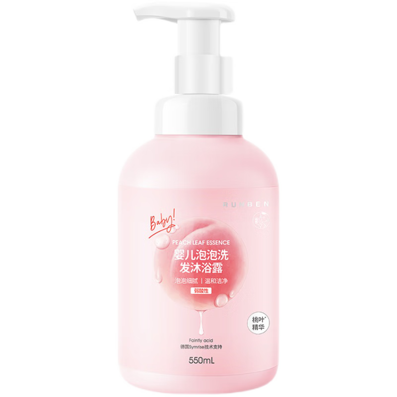 润本（RUNBEN）洗发水婴儿泡泡沐浴露儿童洗发沐浴露二合一洗发露桃叶沐浴乳液 550mL婴儿泡泡洗发沐浴露