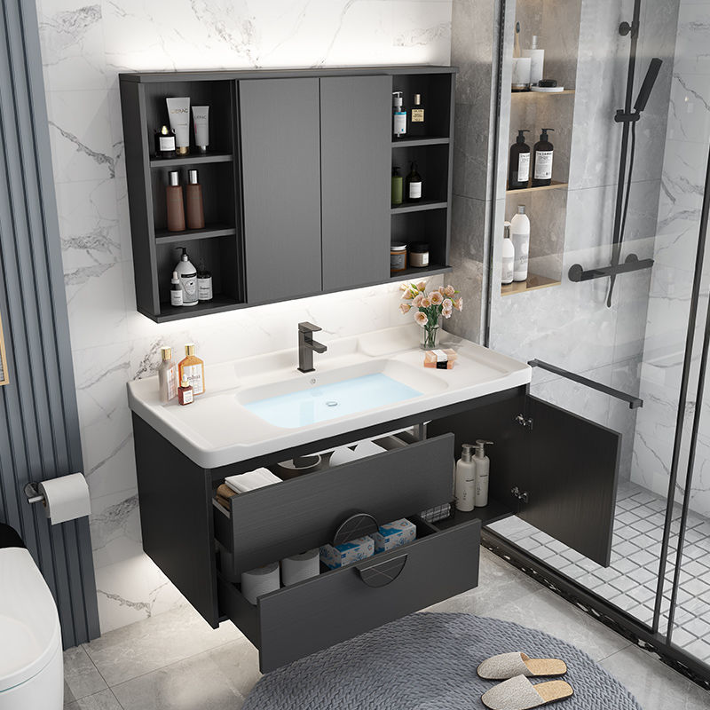 igiftfire沐甜岩板轻奢浴室柜卫生间洗脸盆柜隐藏镜子镜柜卫浴柜组合