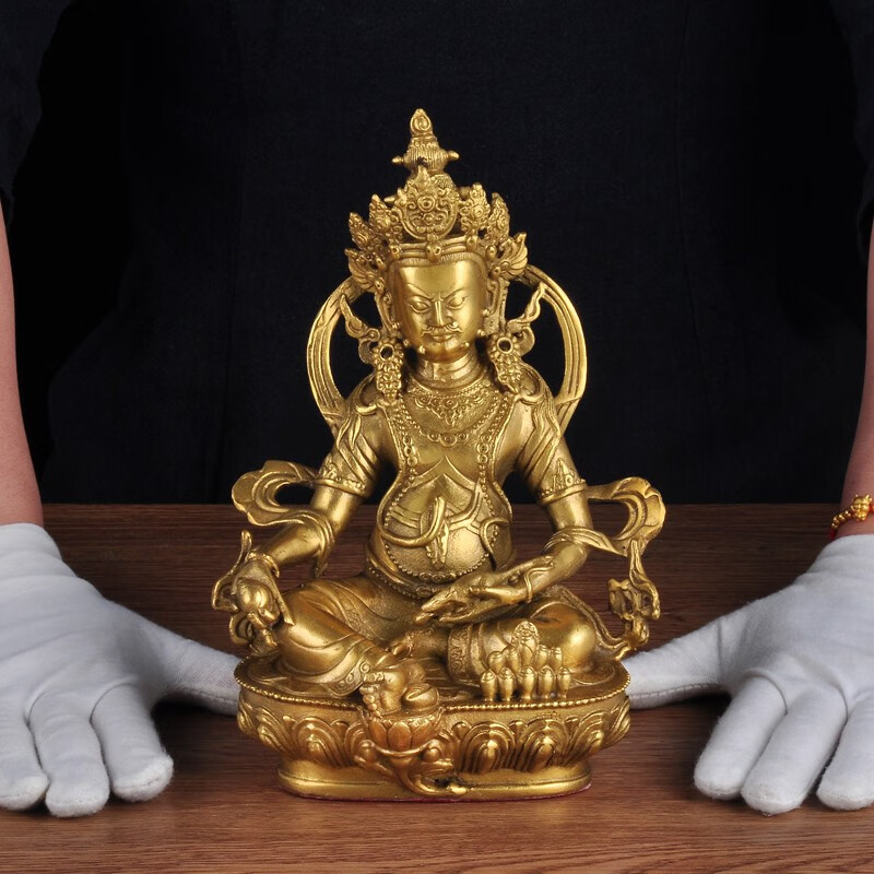 蓮善堂黃銅黃財(cái)神擺件招財(cái)財(cái)神爺佛像神像密宗藏傳佛像佛教佛堂家用供奉 8.8寸 黃財(cái)神 雄s
