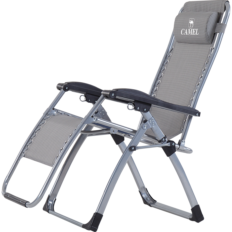 骆驼豪华商务午休折叠躺椅加粗方管加厚户外休闲椅办公室午睡椅特斯林透气 灰色