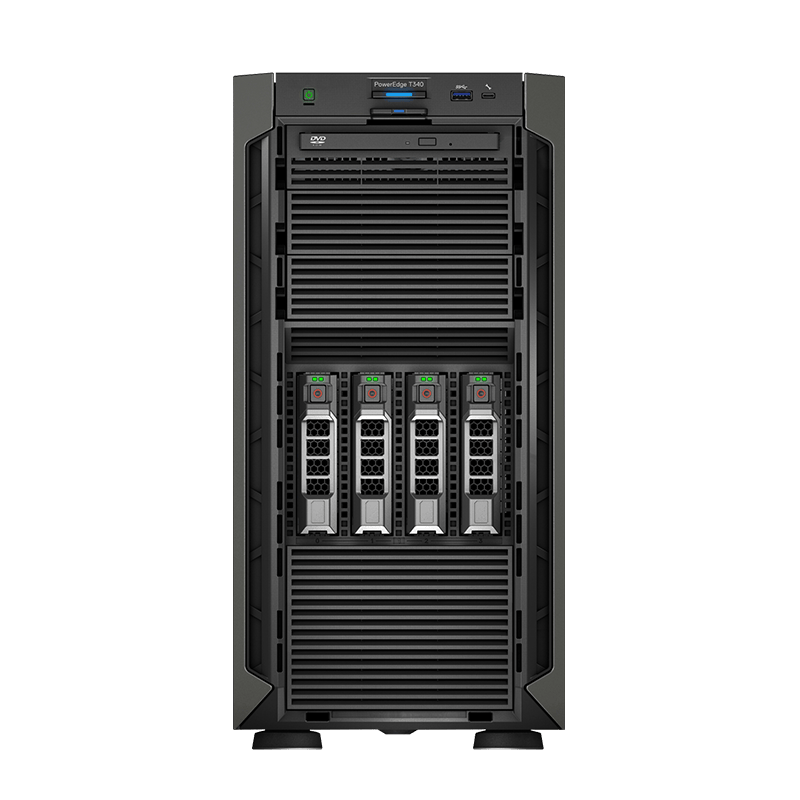 戴尔（Dell）T340塔式服务器主机8盘位至强E-2224四核3.4G/16G/4T SAS*2/H330/DVD