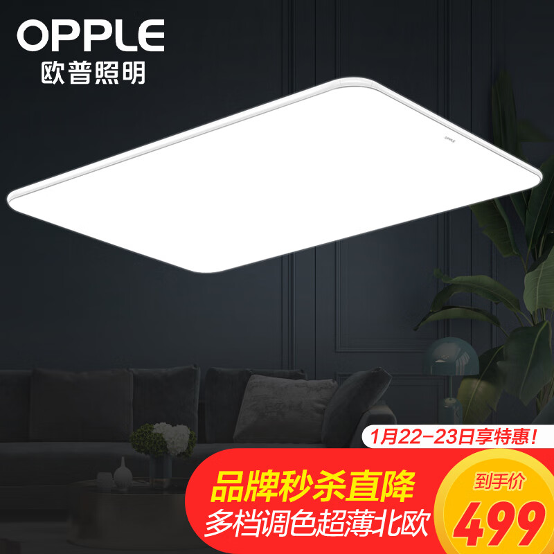 欧普照明(OPPLE)客厅灯LED吸顶灯北欧现代简约客厅卧室书房餐厅超薄灯饰灯具 冰玉