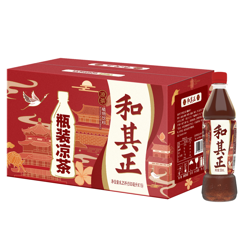 和其正 达利园 和其正凉茶 草本植物清凉饮料茶饮料 550ml*15瓶 整箱装