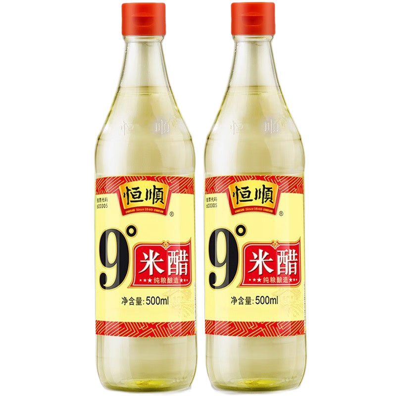 恒順 醋 9度米醋白米醋 不使用添加劑 500ml*2