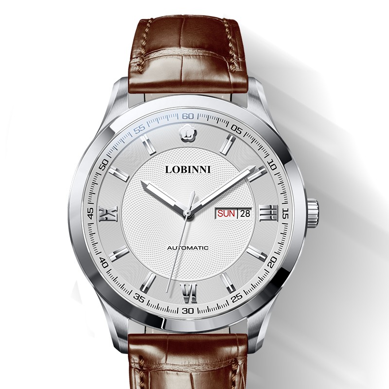 罗宾尼(lobinni)手表男士全自动机械表 品牌夜光休闲商务防水皮带精钢