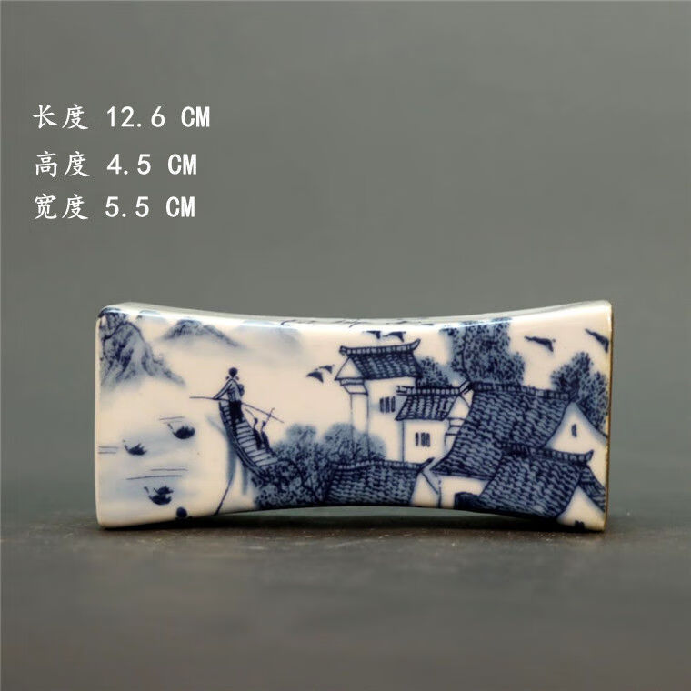 创京懿选【高端轻奢】瓷枕头景德镇青花瓷江南水乡故事图镇纸 脉枕