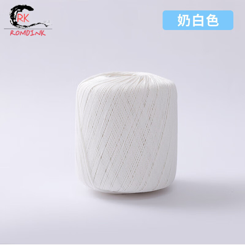 ROMDINK夏季針織線5號(hào)珍珠蕾絲線鉤針線棉絲光細(xì)線手工diy五號(hào)編織用線 01奶白色