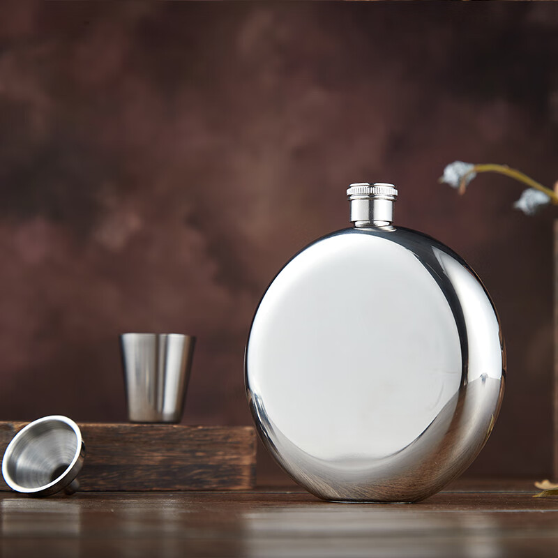 雅空俄罗斯小酒壶304不锈钢随身半斤/ 3两装白酒圆便携户外酒具定制