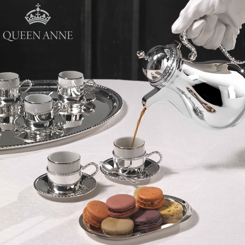 安妮女王 茶杯带碟王室杯子品茗杯功夫茶杯奢侈茶具配件进口白金茶杯