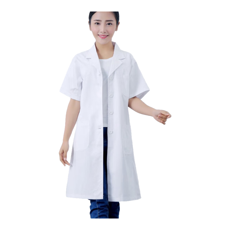 建超服飾短袖純棉白大褂醫(yī)生服白大衣醫(yī)護(hù)服裝實(shí)驗(yàn)服全棉醫(yī)生大褂隔衣 全棉白大褂女式短袖 XS