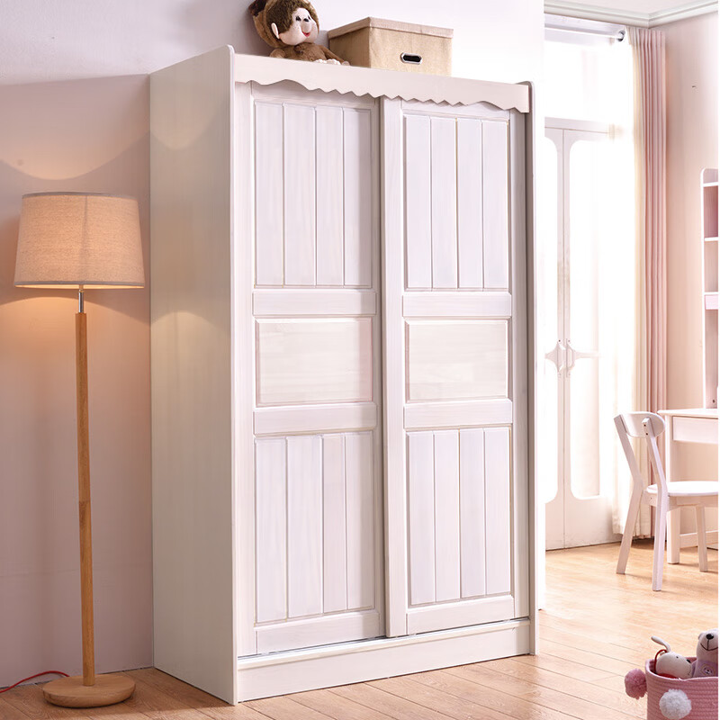 女孩男孩公主粉色家具趟门收纳柜卧室推拉门轻奢高档新款 06#白色衣柜