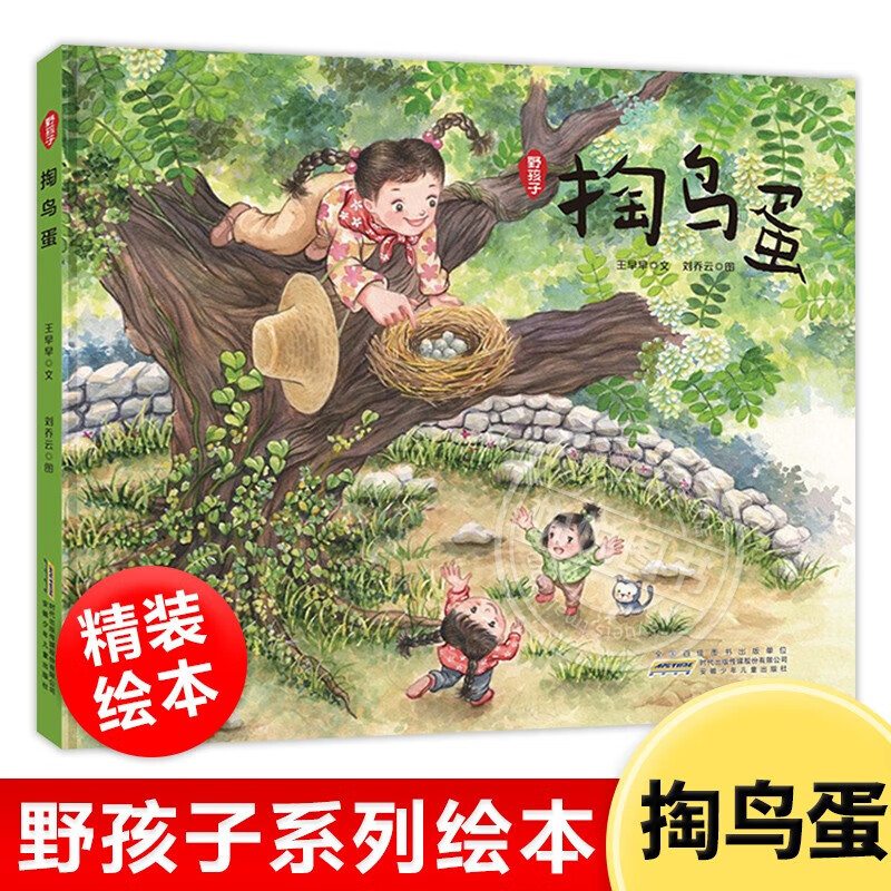 野孩子系列精装硬壳绘本 全套4册掏鸟蛋 蓝石头 捉虫子 下雪了3-6岁