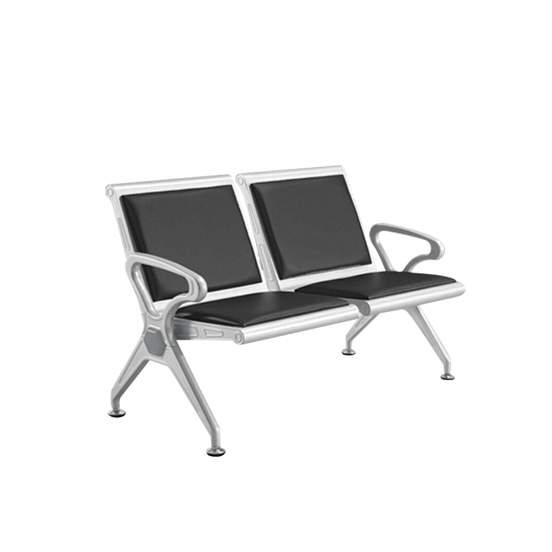锡田电镀机场椅公共连排椅医院候诊椅银行等待椅 皮垫款二人位
