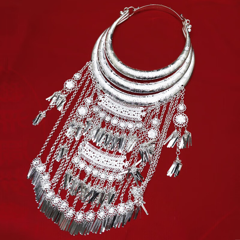 托托贴贴 新款苗族侗族彝族土家族演出服项链苗银头饰帽子项圈 一帆