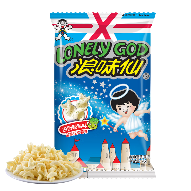 旺旺 浪味仙 田园蔬菜味 70g 膨化食品 花式薯卷 零食薯片