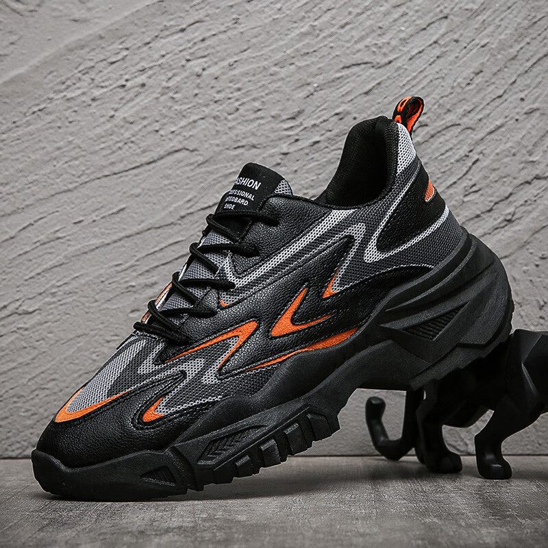 老爹鞋男士运动鞋秋季新款学生跑步鞋休闲鞋子 904黑色 39