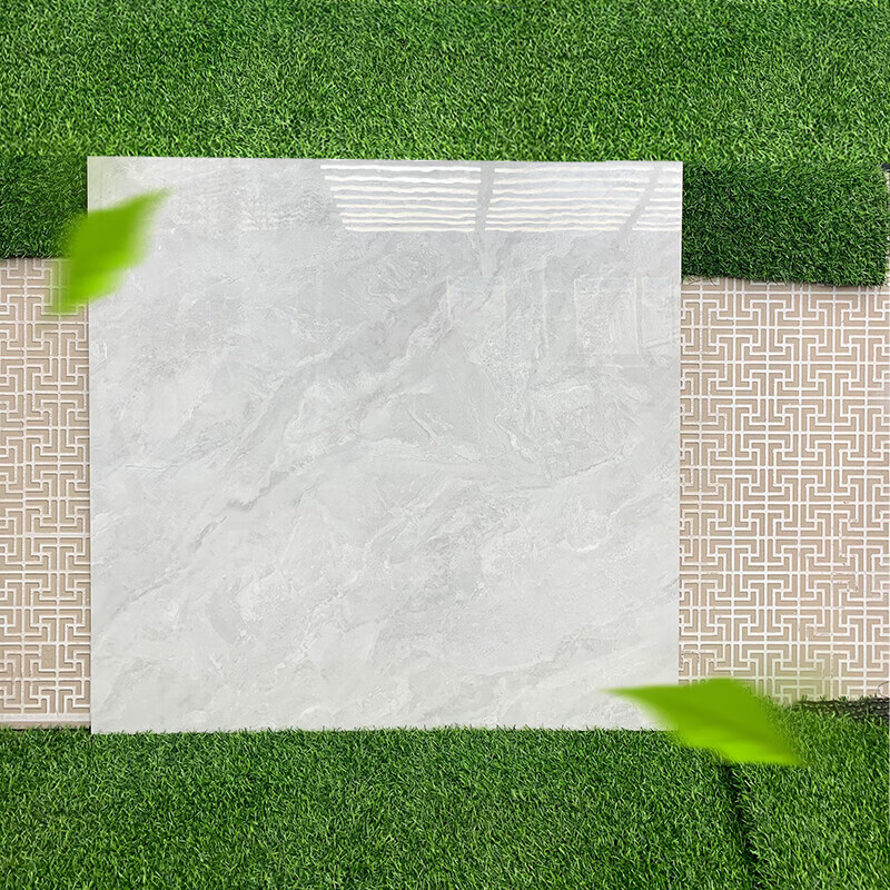 粟慄客厅800x800通体大理石 浅灰色磁砖 银河灰-通体大理石-连纹 防滑