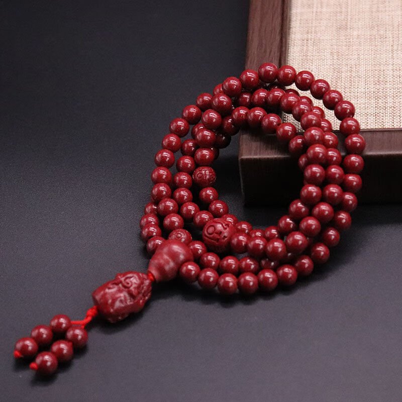 时乾 朱砂手串女 原矿晶体凤凰张家界保真湘西紫金朱砂手链男108颗 款