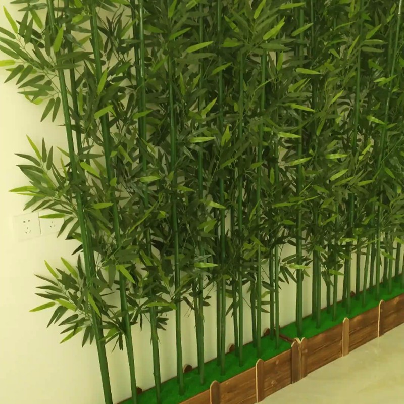 仿真竹子装饰假竹子隔断挡墙屏风塑料竹子室内仿真绿植物盆栽装饰B11 80厘米长底座+14根2米高竹子