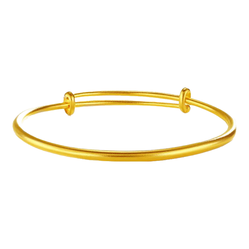 赫美优品黄金手镯足金999古法素圈推拉可调节生日礼物送老婆妈妈多退少补 约20.32克