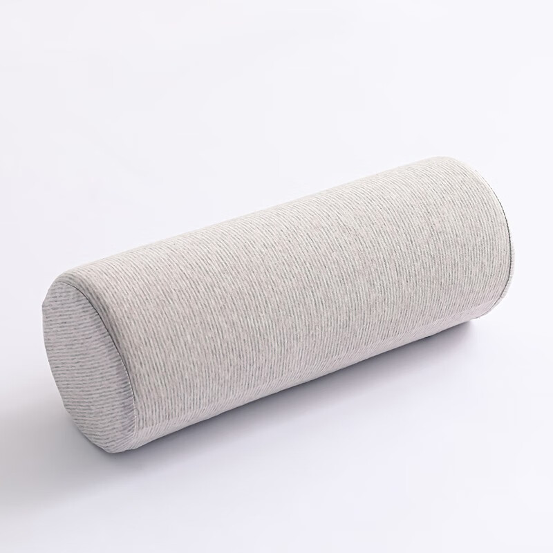 清茉全棉针织记忆棉圆形护颈枕长条圆柱形大号加粗加高软颈椎枕头枕芯