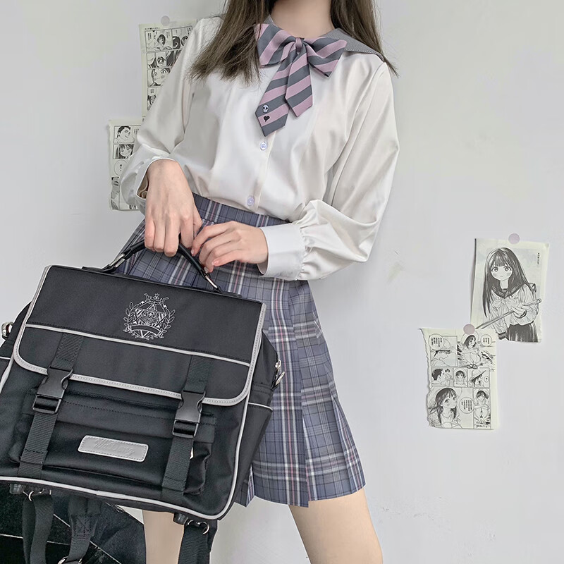 袋鼠(kangaroo)轻奢简约原创jk制服包双肩大容量百搭学生校供感包包女