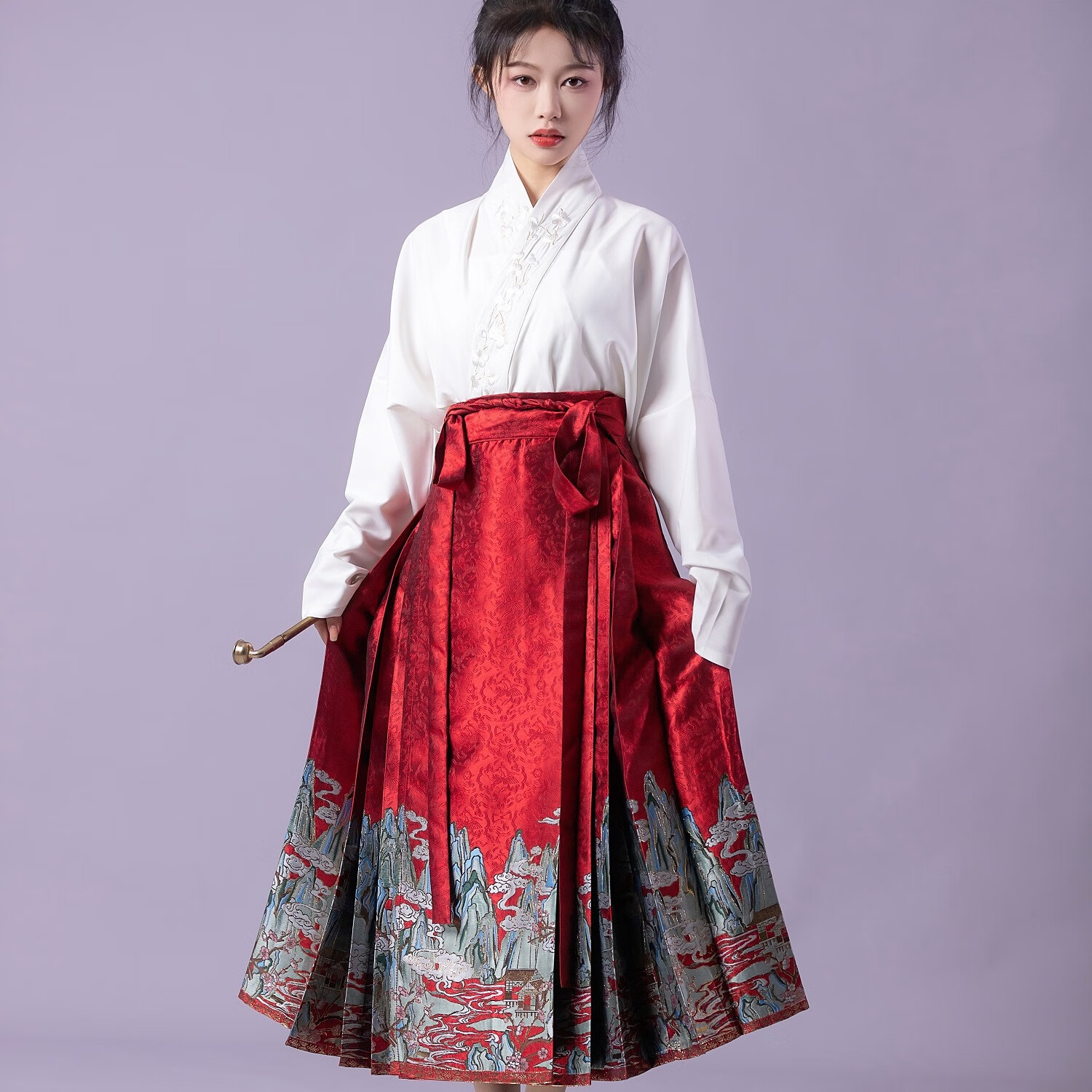 棠檀浮光锦马面裙全套大码明制汉服[千里江山]改良新中式8分女日常 防