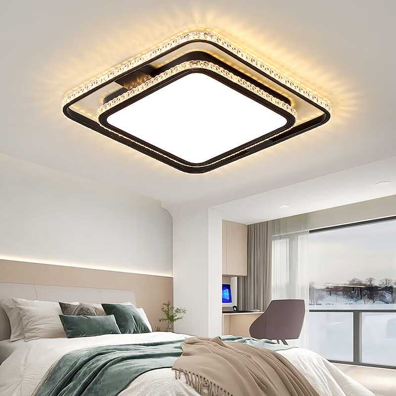 佲伙客厅灯水晶灯led吸顶灯现代简约大气家用创意主卧室餐厅轻奢灯具 直径50*50CM无极60瓦