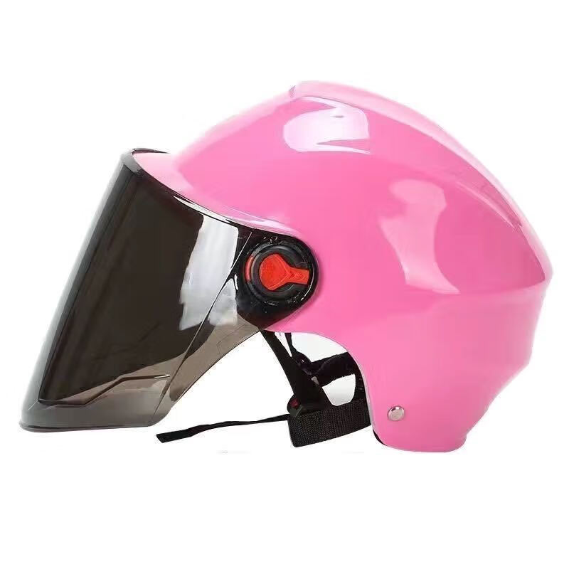 电动车头盔夏季四季通用男女轻便式透气安全帽电瓶车摩托半盔 粉红色