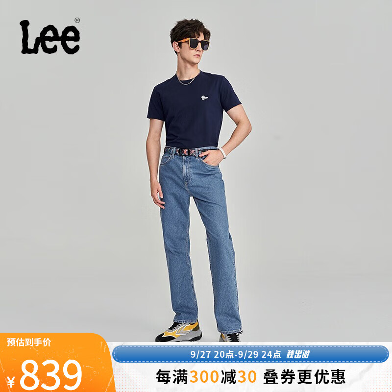 Lee商场同款23早秋新品753舒适直脚中蓝色男牛仔裤潮LMB1007535PC 中蓝色（裤长31） 33高性价比高么？