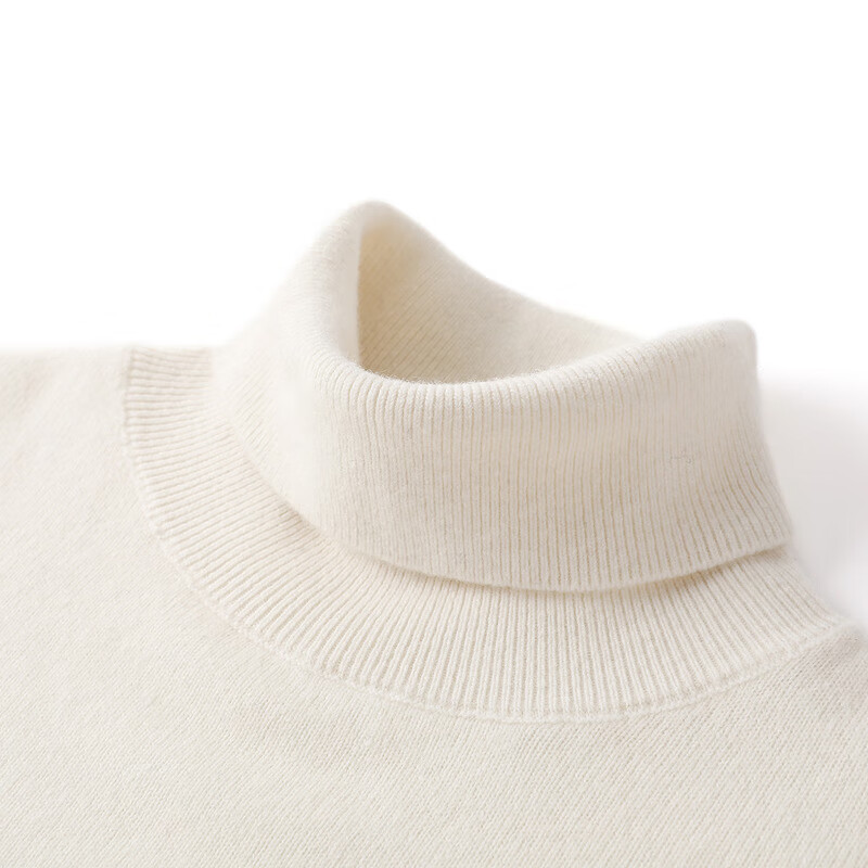 恒源祥高领羊毛衫女秋冬季新款两翻领套头纯色毛衣内搭打底衫针织衫女 珍珠白 S /160/84A