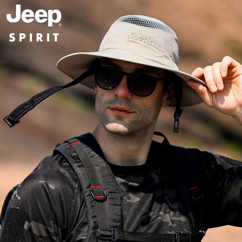 jeep吉普帽子男士遮阳帽户外防晒太阳帽新品旅游钓鱼帽透气舒适渔夫帽