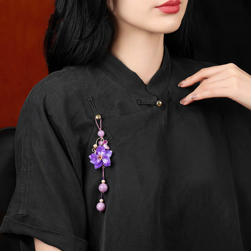 御弗旗袍压襟挂件流苏古风精致衣服衣襟挂饰复古汉服禁步紫色配饰女