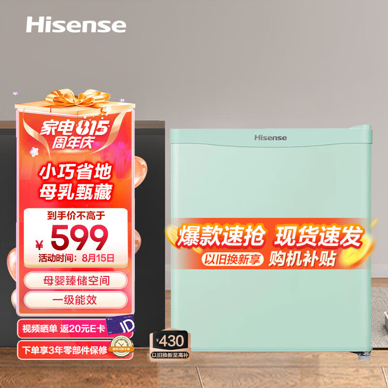 海信 (Hisense) 30升立式小冰柜家用迷你冷柜 母婴母乳冷冻柜 一级能效小冰箱 BD-30VD以旧换新